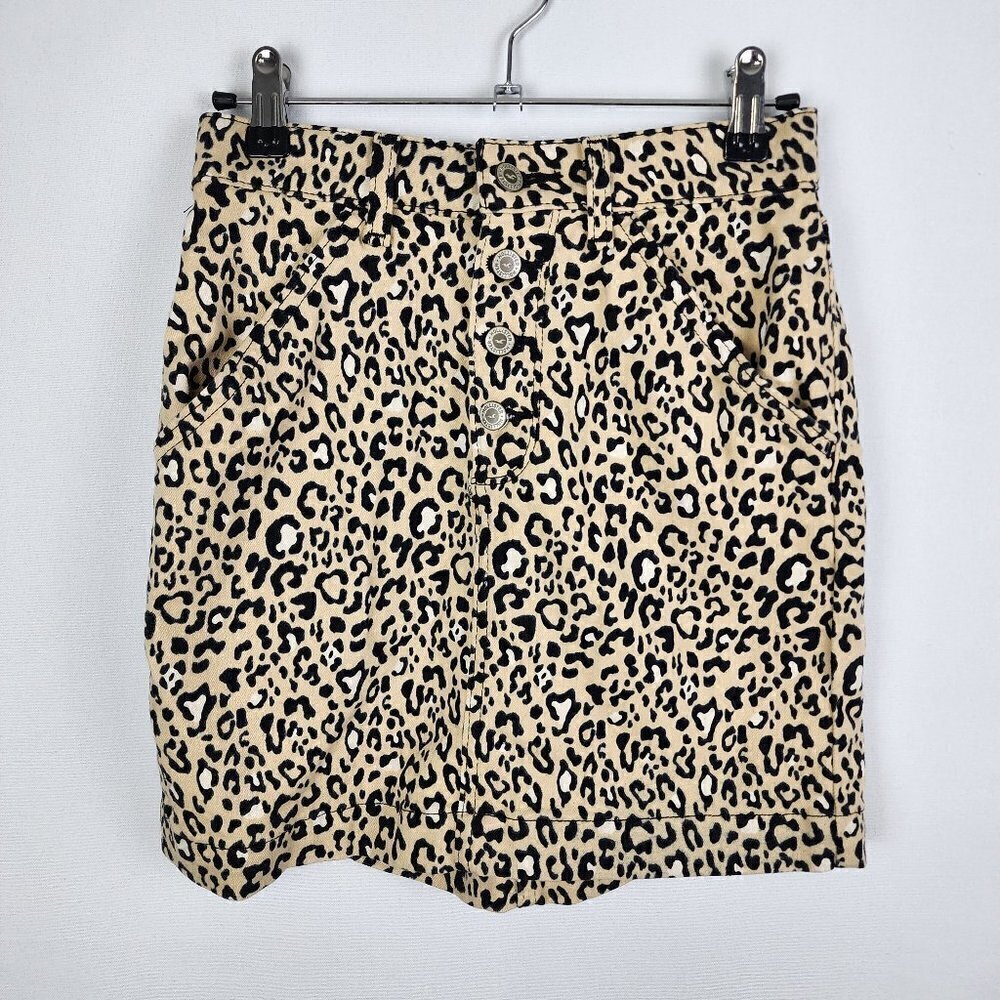 Hollister Ultra High-rise Button Fly Cheetah Print Mini Skirt 0‎